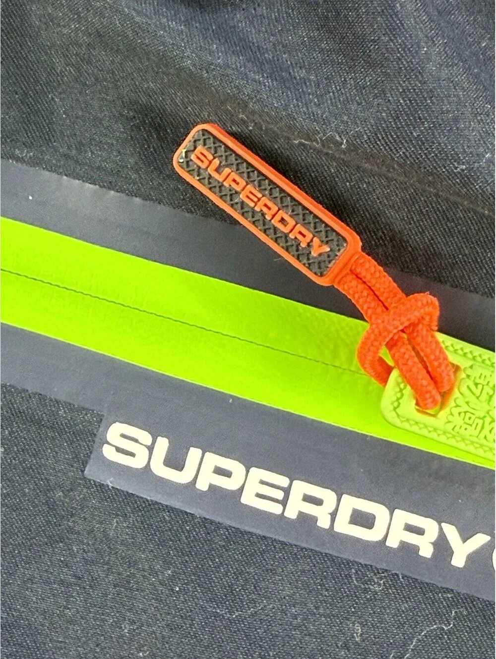 Superdry Premium Swim Shorts Men’s Large Black Green Logo Lined Beach Trunks